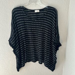 Maison Jules black with white stripe sweater poncho